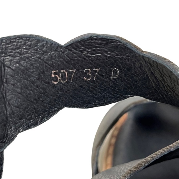 ANTELOPE Black Leather Scallop Crossover Ankle Strap Sandals Heels Size 37 6 6.5 - Picture 10 of 11